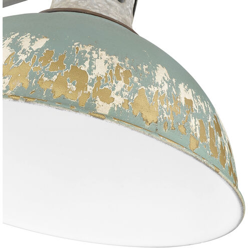 Kinsley 3 Light 38.88 inch Aged Galvanized Steel Linear Pendant Ceiling Light in Antique Teal